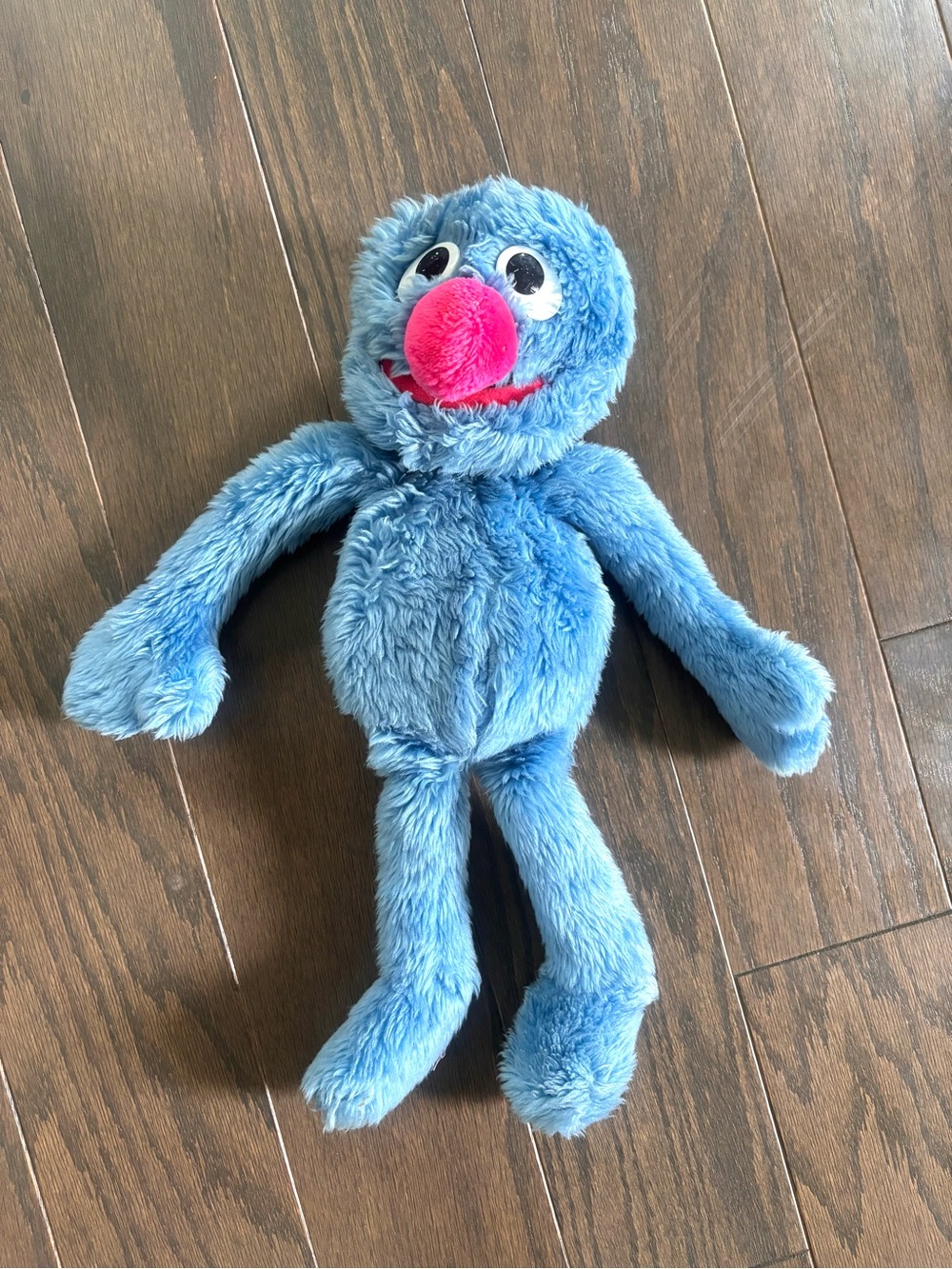 Vintage Sesame Street Lt Blue Grover Monster Hand Puppet Plush- ~ 18-20”